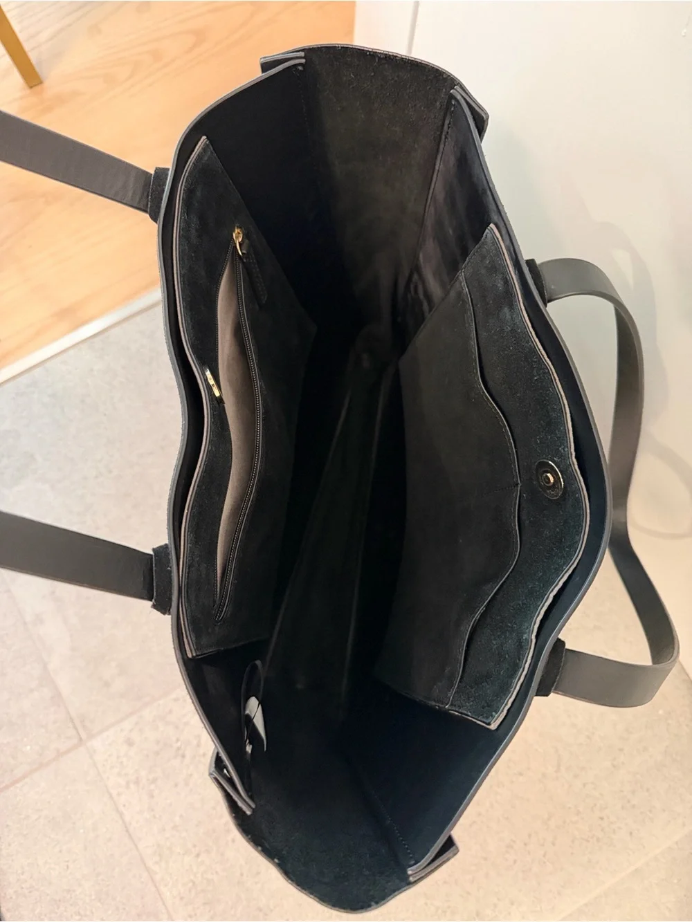Vince Camuto Black Suede & Leather Studded Tote